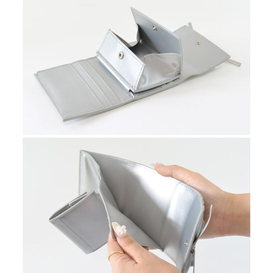 ギャザー リボン 三つ折り財布 財布 さいふ ミニ財布 ウォレット ギャザー リボン 三つ折り財布 財布 さいふ ミニ財布 ウォレット