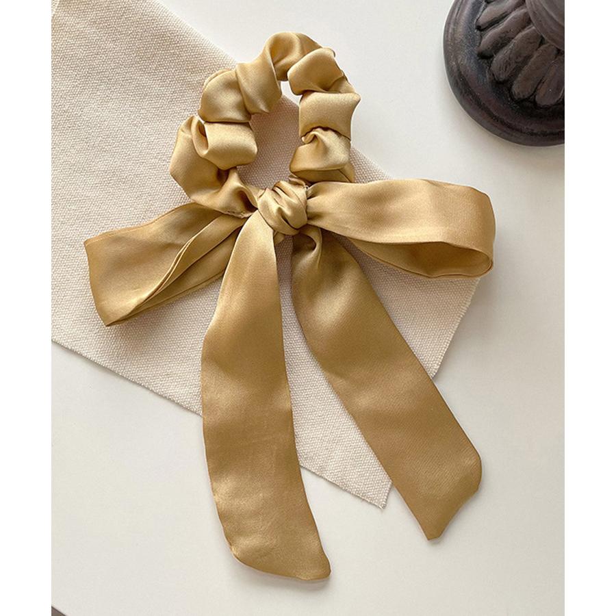 確認ゆれるヘアリボン ヘアゴム ロングリボン354ゴールドムーン水色