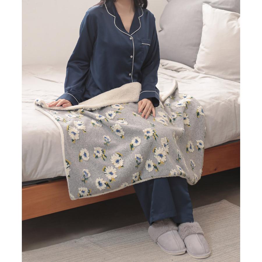 ブランケット ボア フラワー 花柄 インテリア ぽこぽこ 立体 花