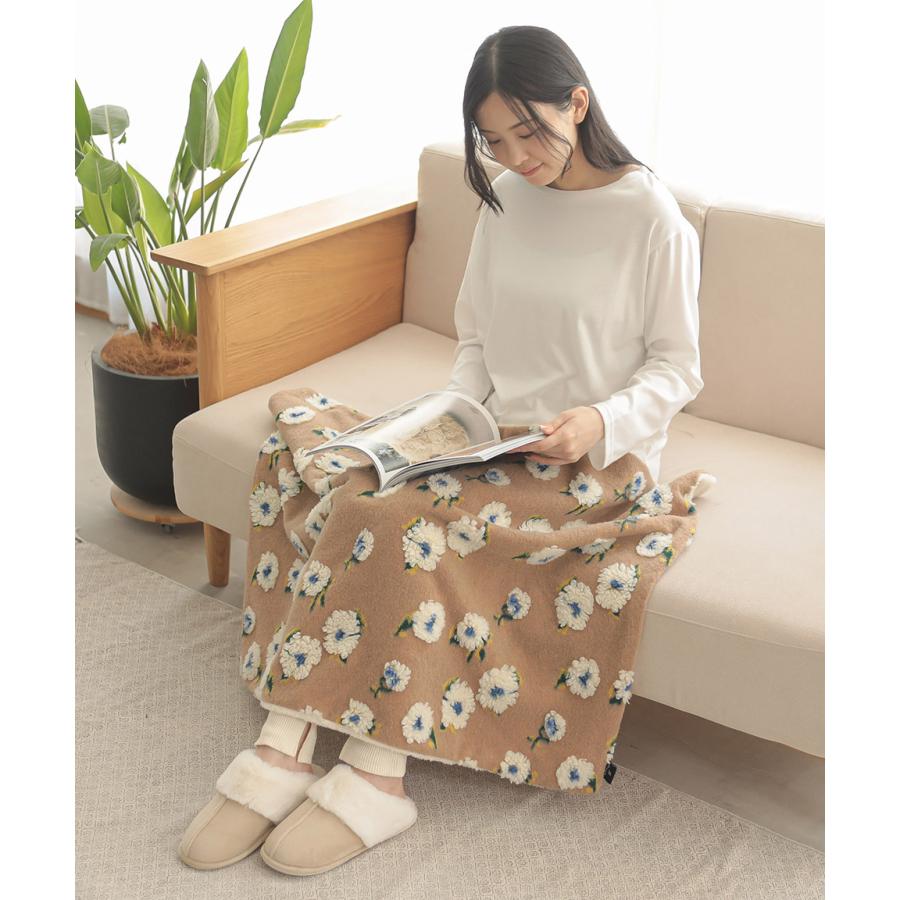 ブランケット ボア フラワー 花柄 インテリア ぽこぽこ 立体 花