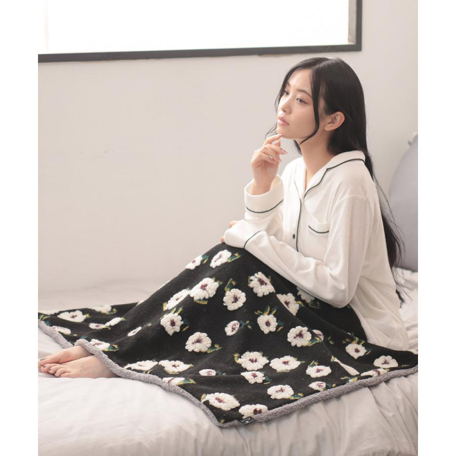 ブランケット ボア フラワー 花柄 インテリア ぽこぽこ 立体 花