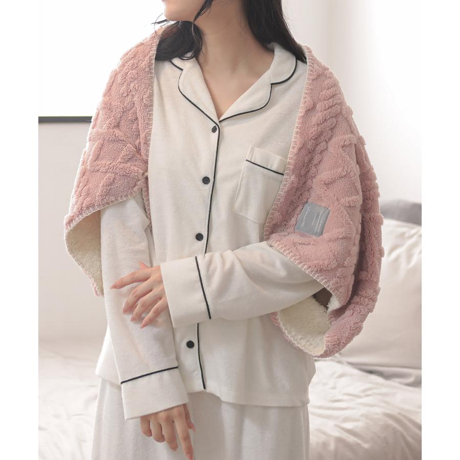 ブランケット ボア アラン編み 編み 裏ボア ぽこぽこ 立体 3way