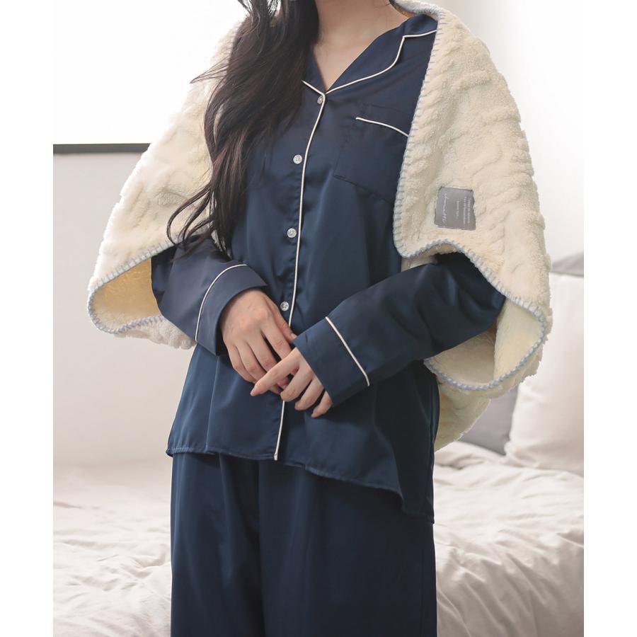 ブランケット ボア アラン編み 編み 裏ボア ぽこぽこ 立体 3way