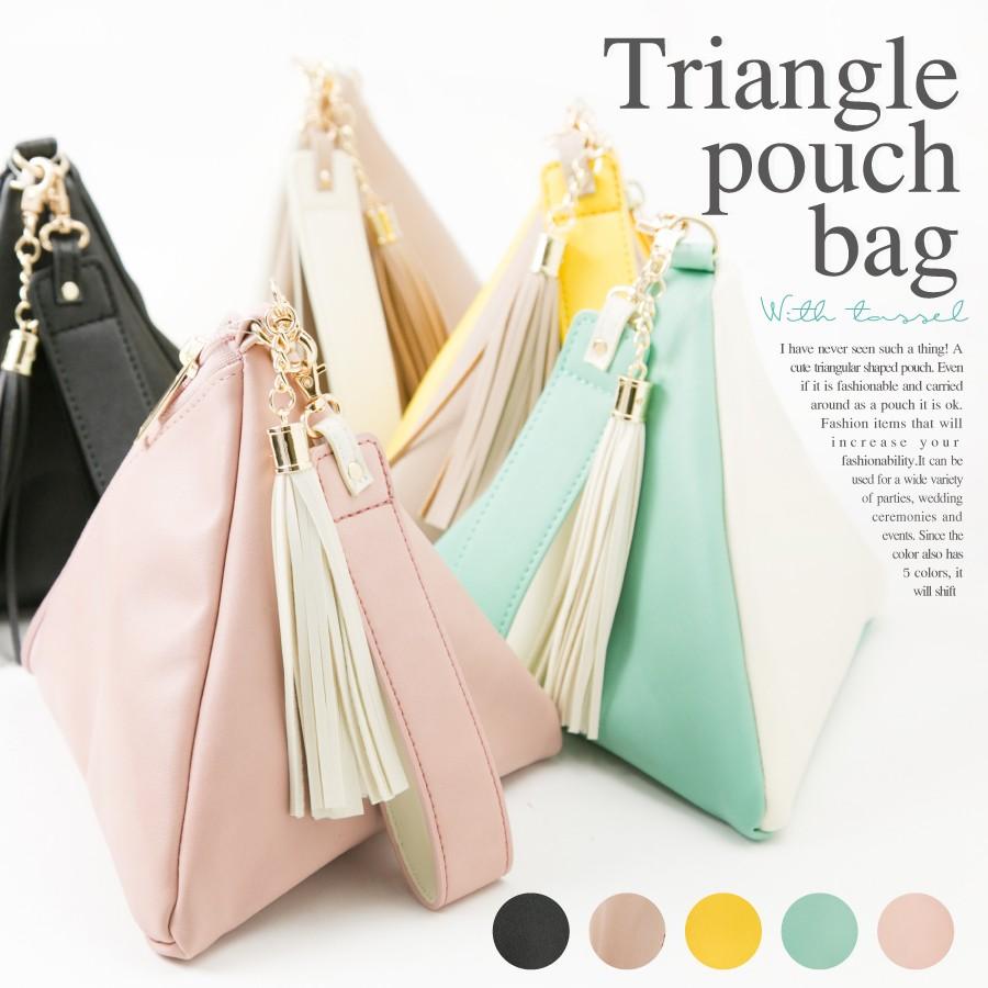 カジュアル パステルカラー ミニバッグ バイカラー 配色 トライアングルポーチバッグ M03 Altrose 通販 Yahoo ショッピング