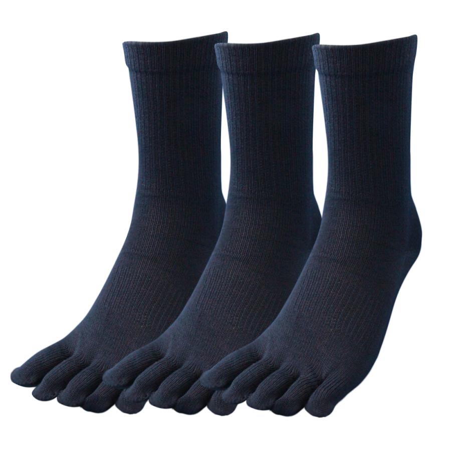 軍足 靴下 メンズ 5本指 日本製 大きいサイズ 洗濯に強い双糸編み 厚手 綿ソックス カカト有り 軍足 紺 3足組 作業 サポータ付 27〜29cm 安全靴 XL 979 |  | 01