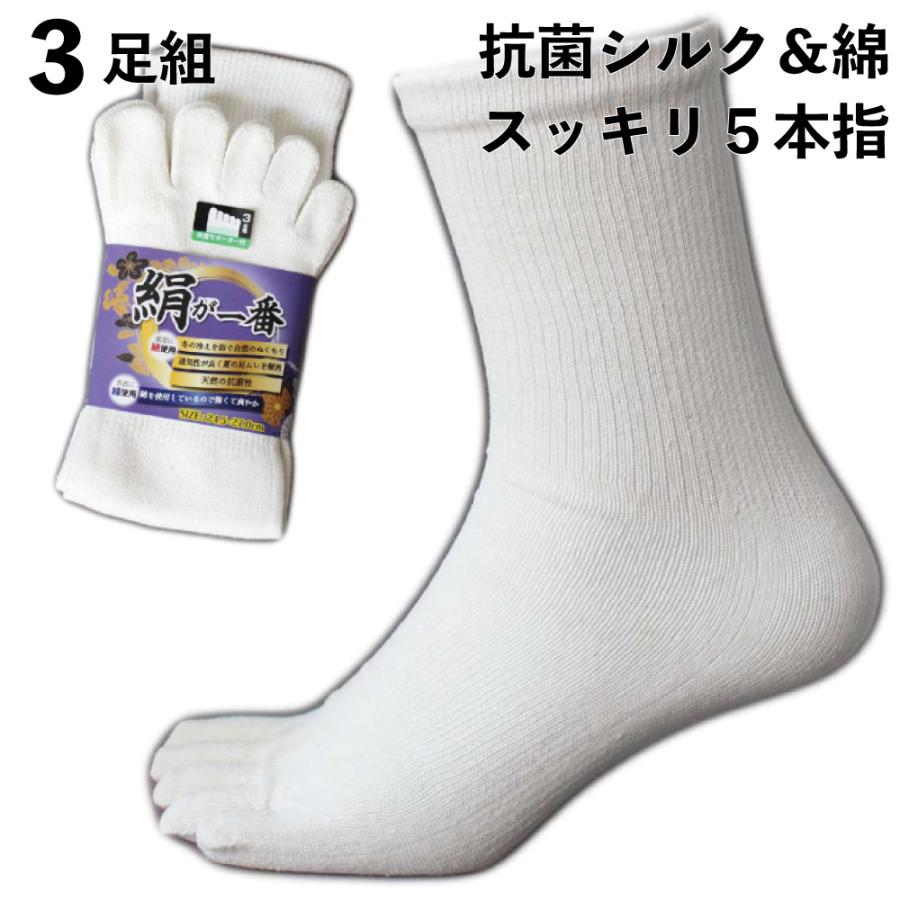 吸湿シルクと強い綿の良いとこどり 絹が一番 5本指靴下 オフ白3足組メンズソックス24 5 27cm 軍足 Si900 B075vt69vb 仕事靴下専門店プロソックス 通販 Yahoo ショッピング