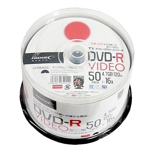 HIDISC 録画用DVD-R 16倍速 50枚 TYDR12JCP50SP （CPRM対応）TYコードシリーズ｜alude