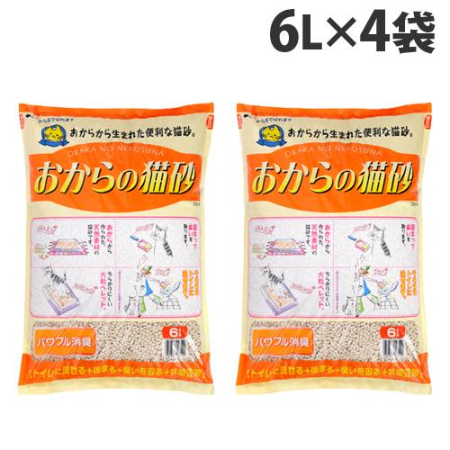 猫砂 おから 常陸化工 固まるおからの猫砂 6L×4袋 『送料無料（一部地域除く）』（Yahoo!・ドラッグスーパー alude）