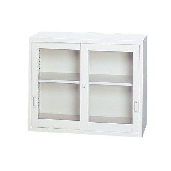 『代引不可』 A4対応スチール書庫 ガラス戸引違い書庫 上置き用 ホワイト ANW-32G『返品不可』 『送料無料（一部地域除く）』