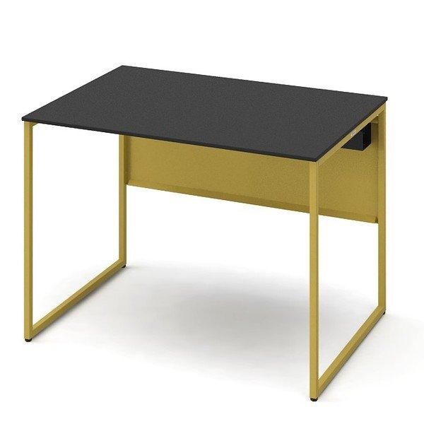 『代引不可』 オカムラ 平机 ソリスト スタンダードタイプ イエロー脚 W1000×D700×H720mm ブラック(メラミン天板) 3K20LF MHH2 『送料無料（一部地域除く）』