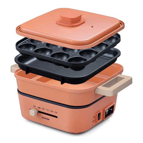 代引不可』アイリスオーヤマ グリルなべ 3枚プレート オレンジ IGU-P3