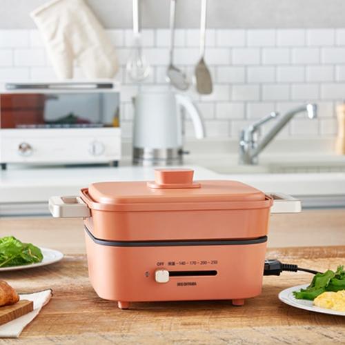 代引不可』アイリスオーヤマ グリルなべ 3枚プレート オレンジ IGU-P3