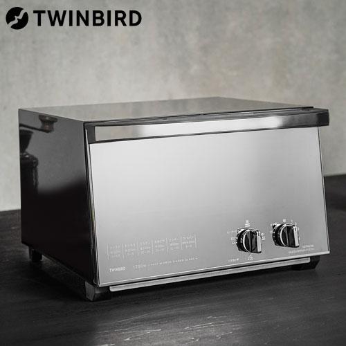 ツインバード ミラーガラスオーブントースター 4枚焼き ブラック TS