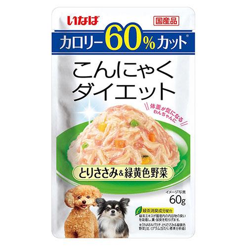 『ポイント10倍』『代引不可』『お1人様1セット限り』『ゆうパケ配送』 いなば こんにゃくダイエット とりささみ＆緑黄色野菜 60g 6個 | いなばペットフード | 01