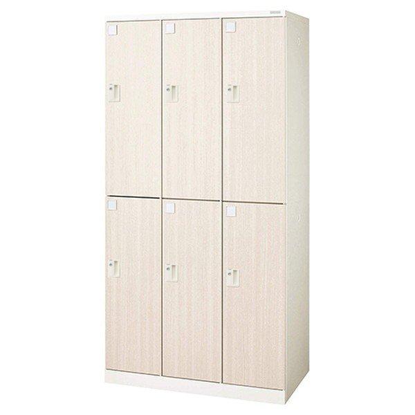 『代引不可』『受注生産品』 ライオン事務器 ロッカー ロカーナ 6人用 3列2段 内筒交換錠 W900×D515×H1790mm 木目シート LOC-C32-06EK
