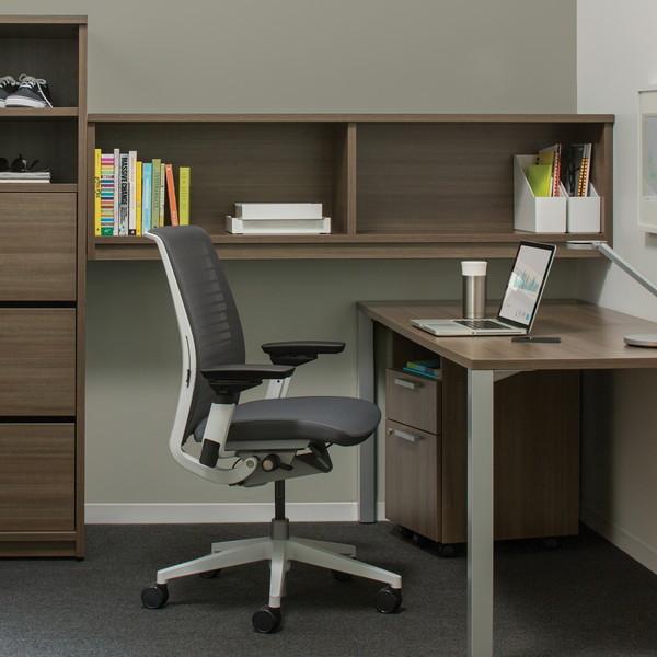 『代引不可』 Steelcase Think シンク チェア フレームブラック 背3Dニット 座クロス張り 固定肘 エボニー 465A300BFM 『日時指定不可』_2