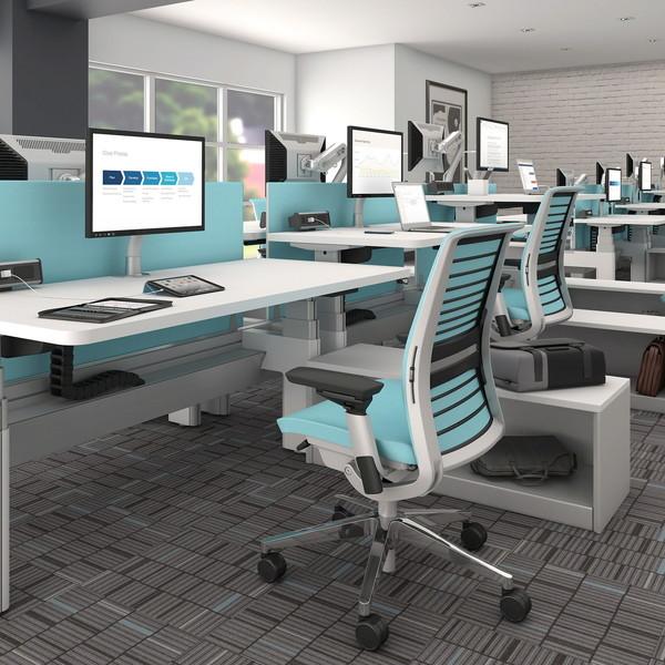 『代引不可』 Steelcase Think シンク チェア フレームブラック 背3Dニット 座クロス張り 固定肘 エボニー 465A300BFM 『日時指定不可』_3