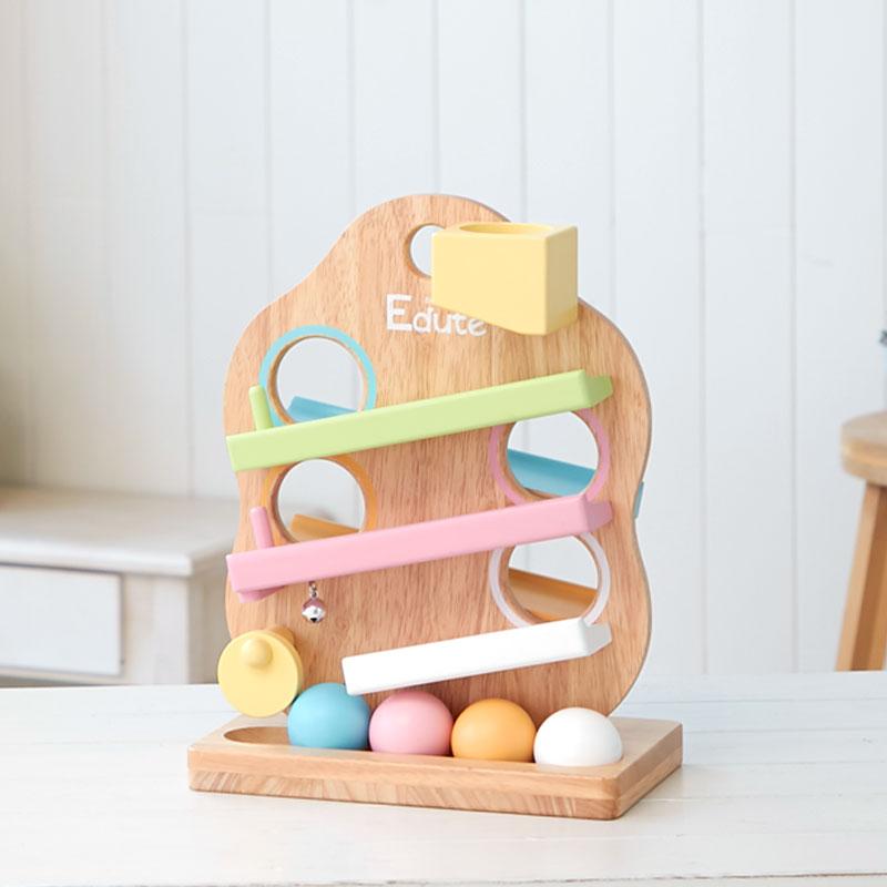 【美品・箱あり】エデュテEdute TREEスロープ 知育玩具 エデュテ（Edute） 知育玩具 木のおもちゃ TREEスロープ シャーベット