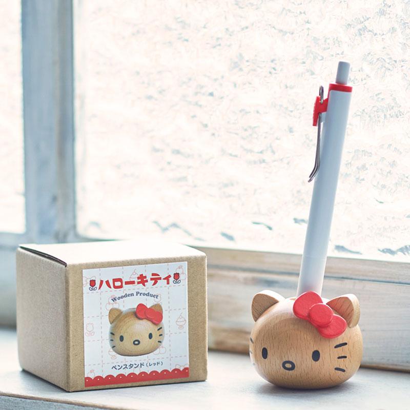 ハローキティ ペンスタンド レッド 木製 インテリア かわいい ギフト