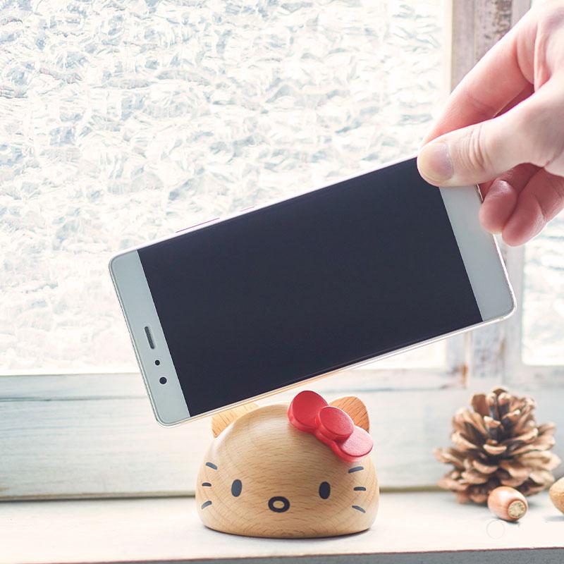 ハローキティ スマホスタンド レッド 木製 インテリア ギフト 大人