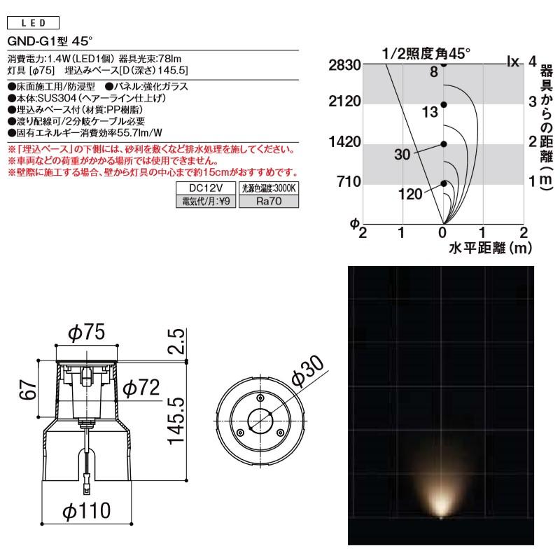 エクステリアライト　外構照明　12V美彩　グラウンドライト　GND-G1型　屋外玄関照明　ガーデンライト　リクシル　庭園灯　LIXIL　45°8VLG13ZZ　門灯