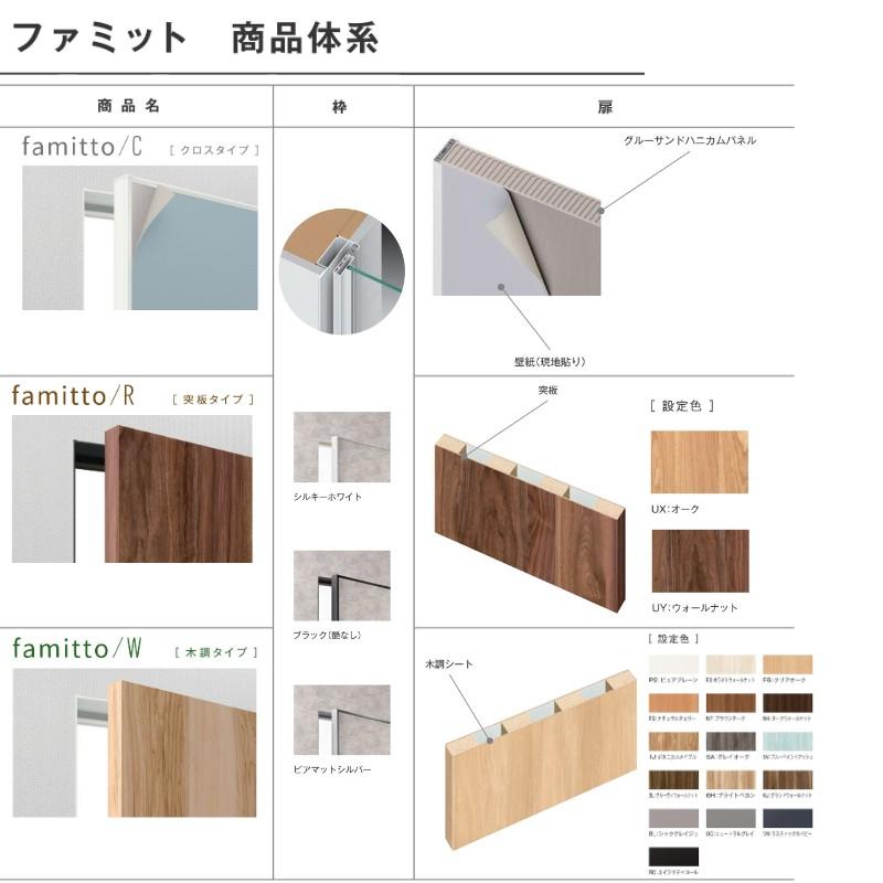 YKKap　アウトセット室内引き戸　ファミット　W1674×H2033mm　スリム枠　C　famitto　YKK　室内ドア　クロス　DIY　16720　建具　片引き戸　交換　リフォーム　C01　壁付