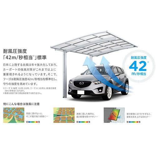 カーポート 2台駐車場 W5699×L5430 フーゴF 1台用 M合掌 27/30-54型 熱線遮断FRP板DRタイプ屋根材 リクシル LIXIL 車庫 ガレージ 本体 旧レギュラー