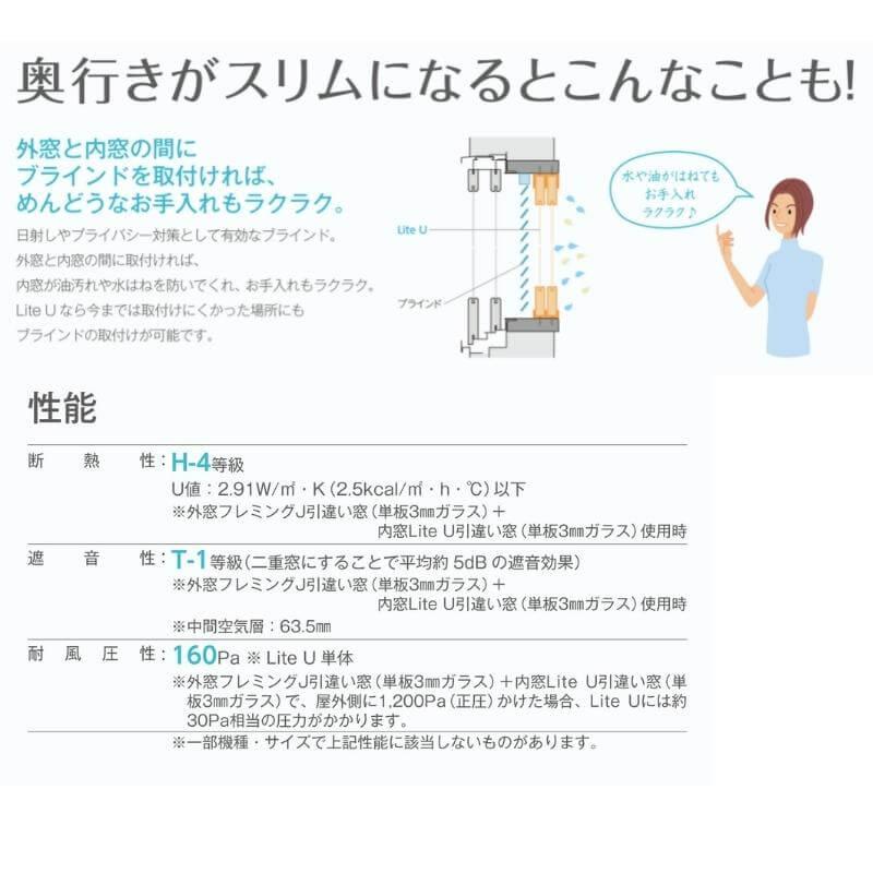 エコ内窓 引き違い窓 浴室仕様 タイル納まり 単板 4mm型板硝子 巾1501-1860×高さ300-500mm YKKap LiteU ykk 引違い窓 ライトユー Lite U 防音｜alumidiyshop｜04