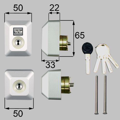 LIXIL TOSTEMリクシル トステム ドア錠セット（ユーシン Wシリンダー）長方形 D5GZ2002 アルミサッシ