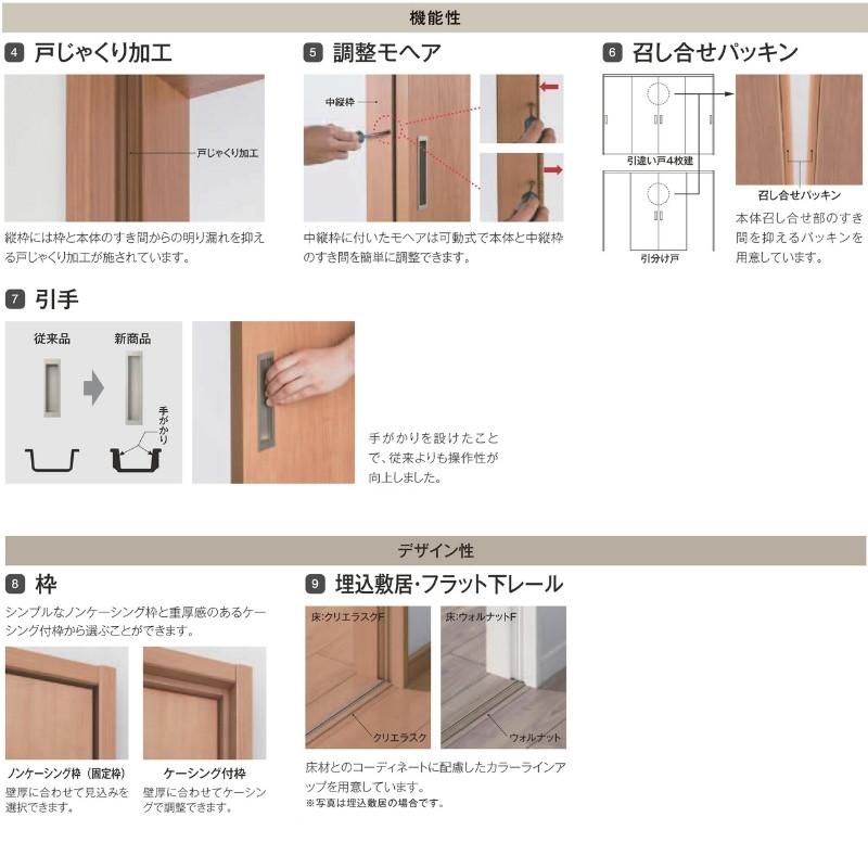 可動間仕切り 引違い戸4枚建 上吊方式 ノンケーシング枠 RAA ラフィス  3220 リクシル LIXIL Raffis 建具 交換 リフォーム DIY｜alumidiyshop｜06