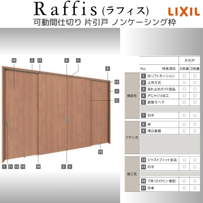 可動間仕切り 片引戸3枚建 上吊方式 ノンケーシング枠 RGW ラフィス アクリル系パネル 3220 リクシル LIXIL Raffis 建具 交換 リフォーム DIY｜alumidiyshop｜04