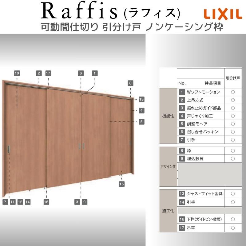 可動間仕切り 引分け戸標準タイプ 上吊方式 ノンケーシング枠 RGW ラフィス アクリル系パネル 3220 リクシル LIXIL Raffis 建具 交換 リフォーム DIY｜alumidiyshop｜04