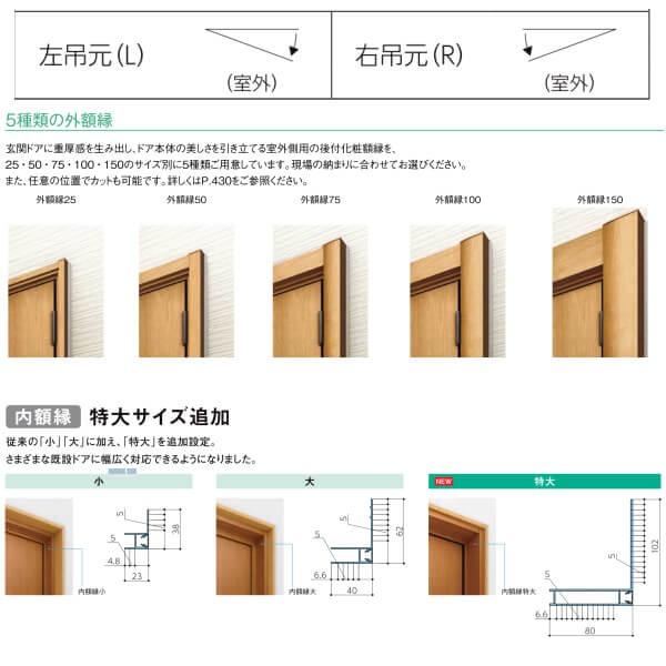 リフォーム用玄関ドア リシェント3 片開きドア ランマなし 13N型 高断熱仕様 W764〜943×H1841〜2045mm リクシル/LIXIL 工事付対応可能玄関ドア_4