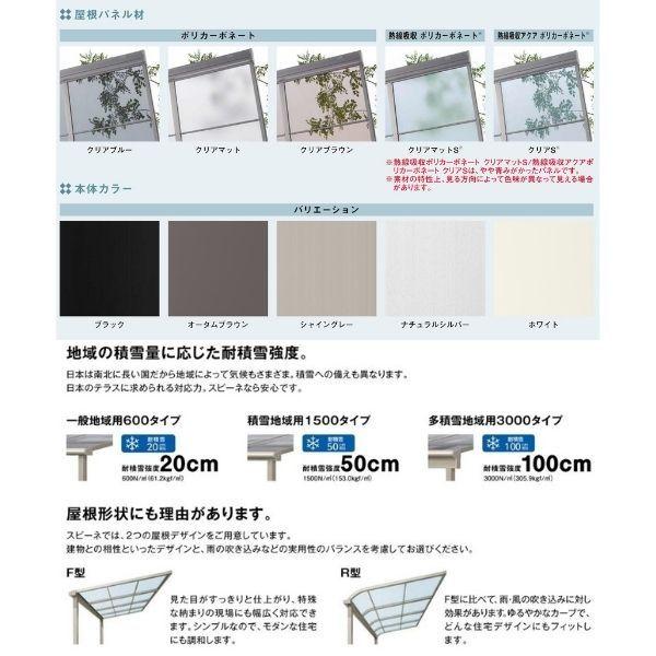 テラス屋根 柱なしタイプ スピーネ リクシル 間口3000×出幅885mm ルーフタイプ 屋根F型 耐積雪対応強度20cm リフォーム DIY｜alumidiyshop｜03