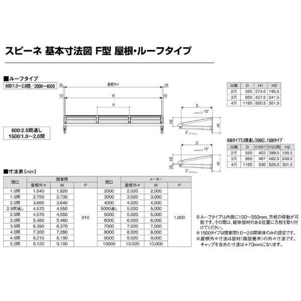 テラス屋根 柱なしタイプ スピーネ リクシル 間口4000×出幅1185mm ルーフタイプ 屋根F型 耐積雪対応強度20cm リフォーム DIY_7