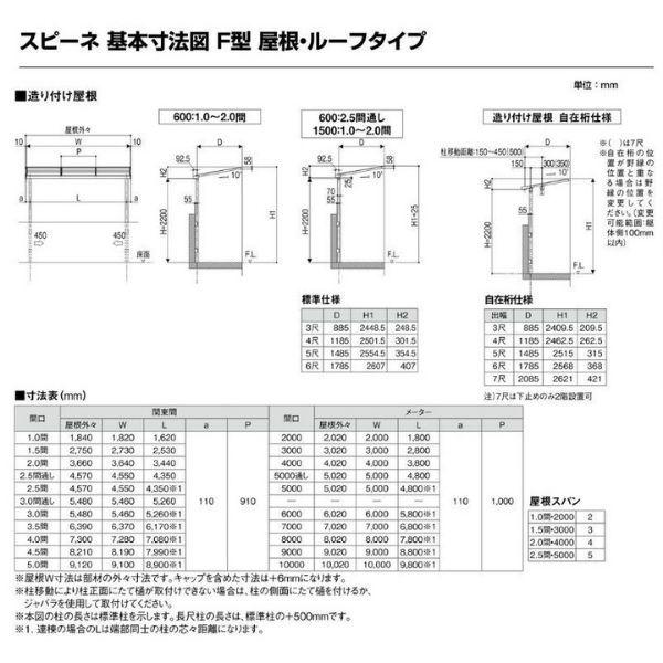 テラス屋根 スピーネ リクシル 間口3000×出幅2085mm 造り付け屋根タイプ 屋根F型 耐積雪対応強度20cm 自在桁 リフォーム DIY_6