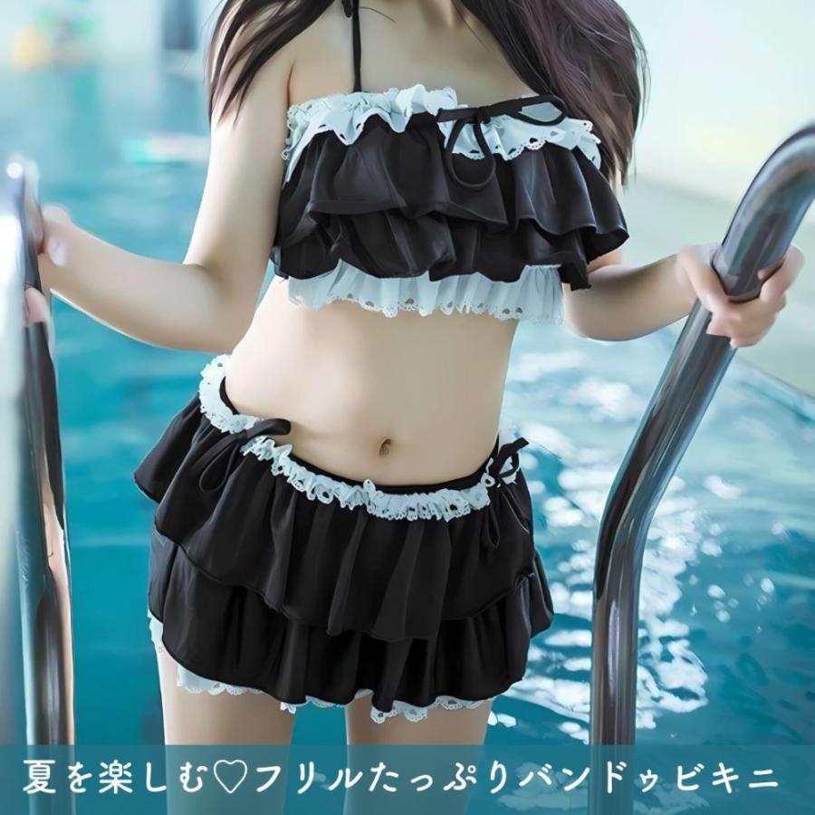 バンドゥビキニ フリル 水着 セパレート ビキニ ロリータ 萌え水着 姫