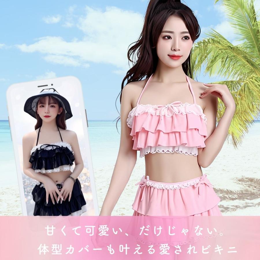 バンドゥビキニ フリル 水着 セパレート ビキニ ロリータ 萌え水着 姫