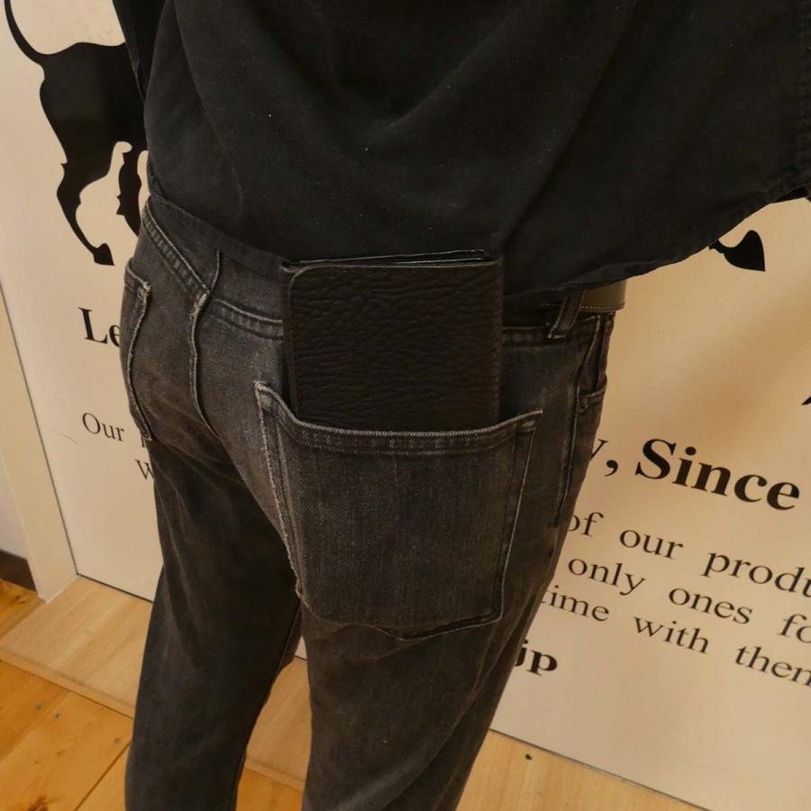 二つ折り長財布 シャークスキン メンズ レディース 薄い シンプル