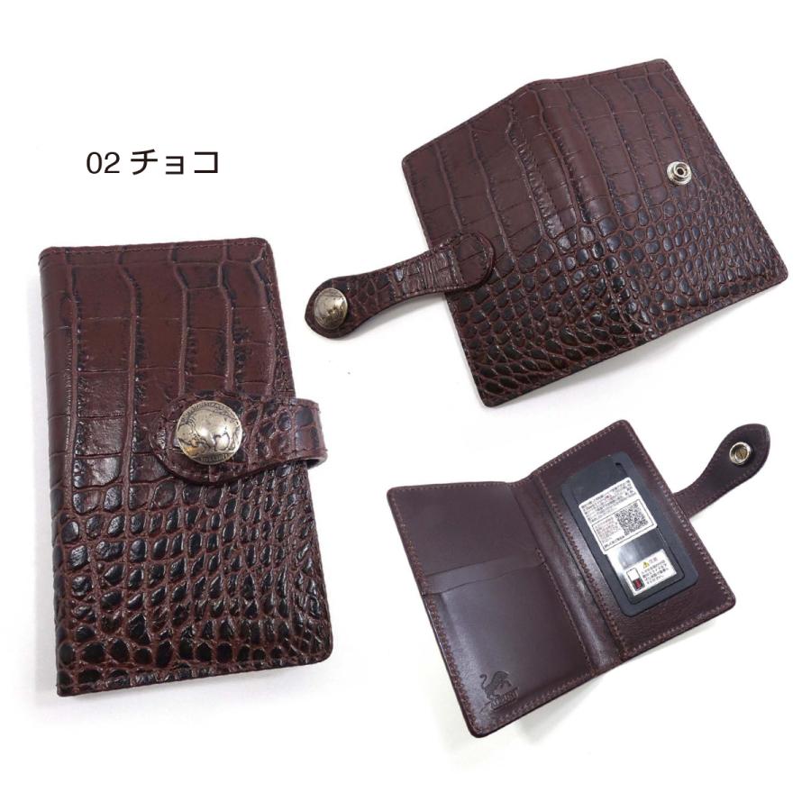 手帳型 スマホケース マルチタイプ M ワニ柄 クロコ 型押し メンズ