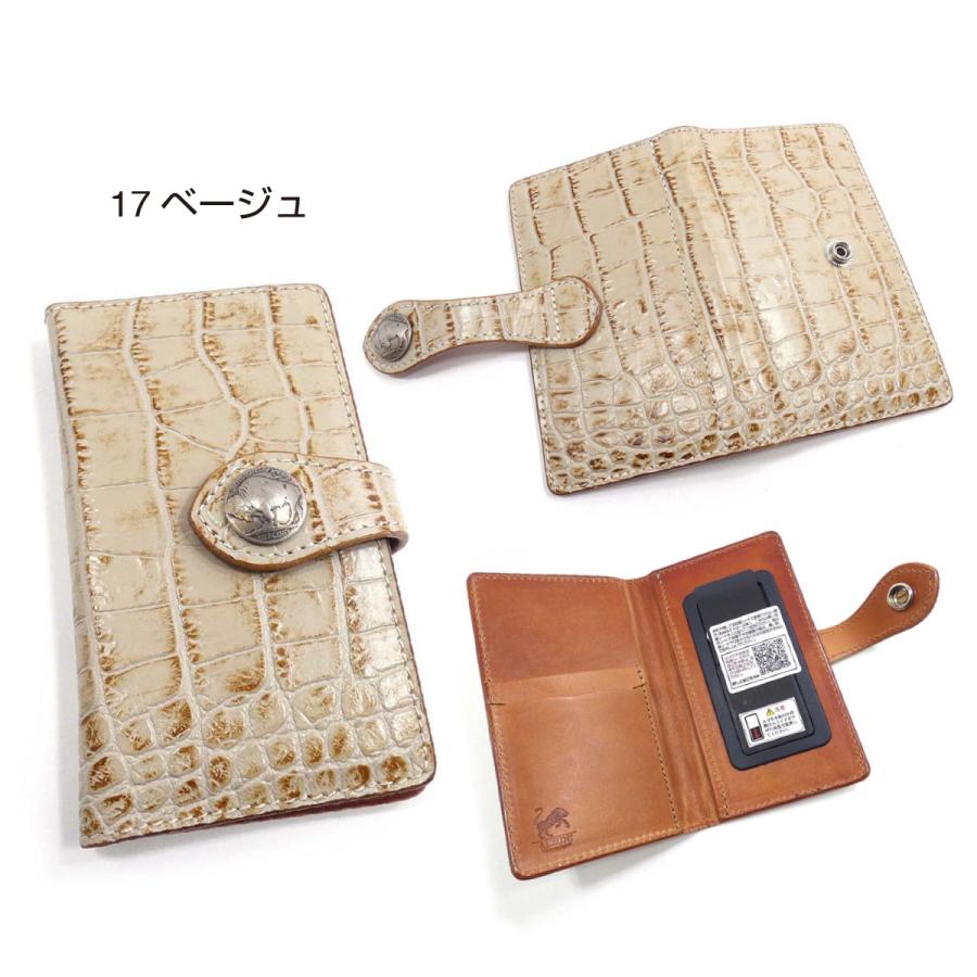 手帳型 スマホケース マルチタイプ M ワニ柄 クロコ 型押し メンズ