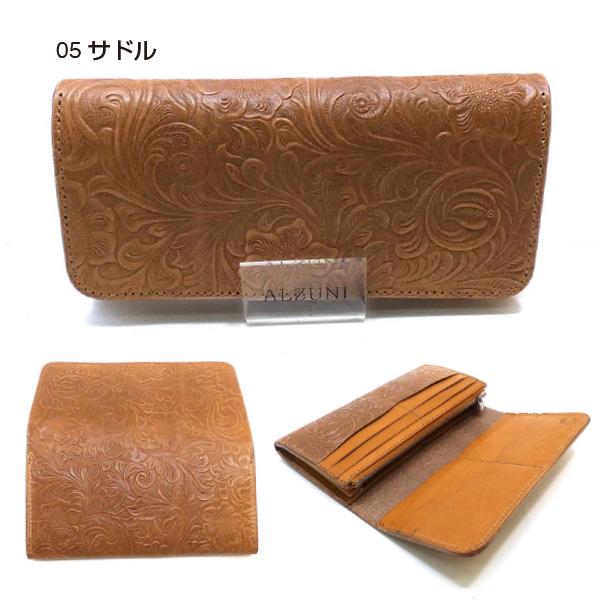 二つ折り長財布 花柄 型押し サドルレザー メンズ レディース 二つ折り長財布 花柄 型押し サドルレザー メンズ レディース