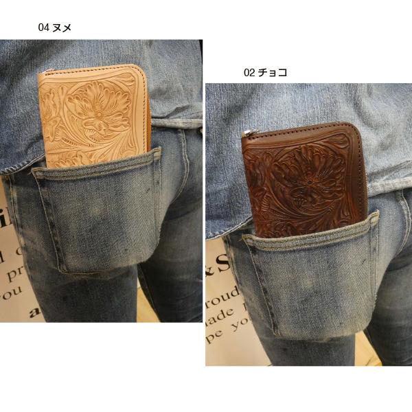 ラウンドファスナー財布 カービングレザー メンズ財布 ラウンドファスナー財布 カービングレザー メンズ財布