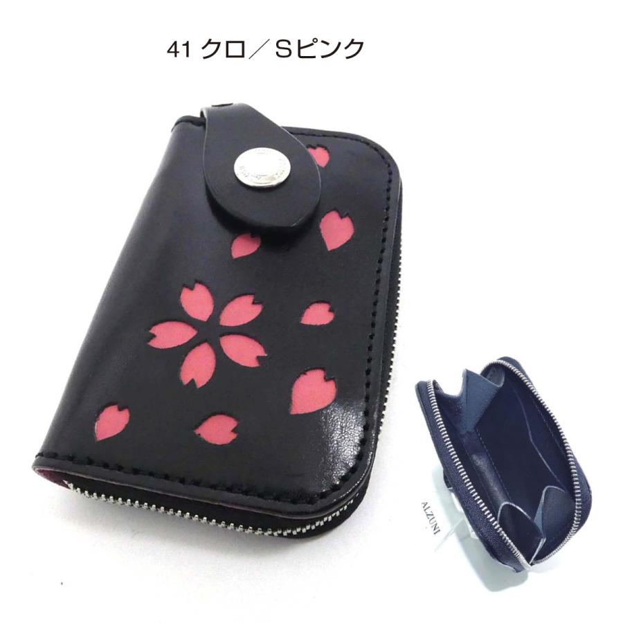 ラウンドファスナー コインケース 桜 サクラ 和柄 メンズ 革 ラウンドファスナー コインケース 桜 サクラ 和柄 メンズ 革