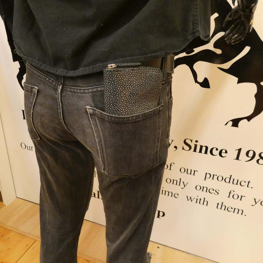 薄型 ラウンドファスナー財布 エイ ガルーシャ スティングレイ クロ メンズ レディース 長財布  革 レザー 財布 ウォレット スリム スマート フォーマルの画像