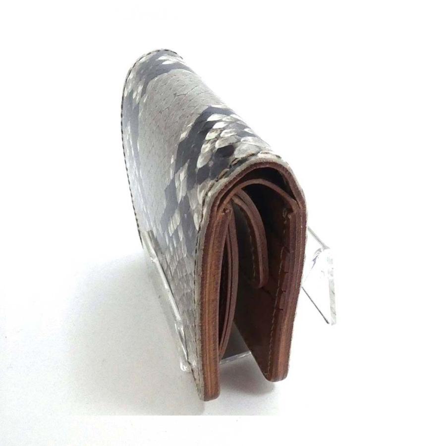 アルズニ ALZUN ミニマム財布 パイソン　ヘビ革　本革二つ折り財布　極美品 アルズニ ALZUN ミニマム財布 パイソン ヘビ革 本革二つ折り財布 極美