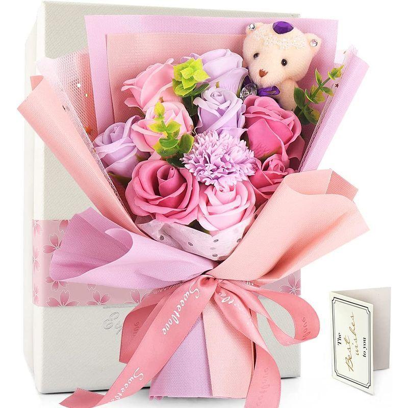 1077円 オーバーのアイテム取扱 Rerxn ソープフラワー 花束 ブーケ お花 ギフト くま束 プレゼント ぬいぐるみ花束 七夕造花 薇 クマ花束 バラ 造花 枯