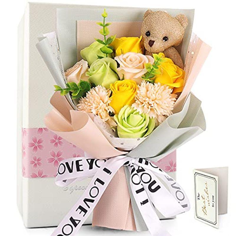 1077円 最新のデザイン Rerxn ソープフラワー 花束 ブーケ お花 ギフト くま束 プレゼント ぬいぐるみ花束 七夕造花 薇 クマ花束 バラ 造花 枯