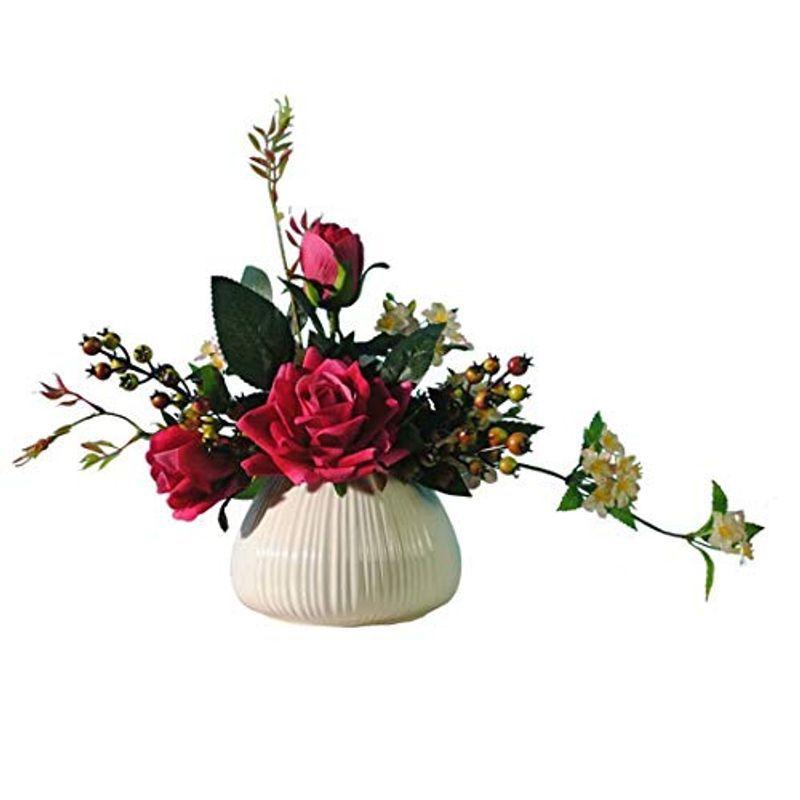 オンラインストア超高品質 造花 人工観葉植物 おしゃれ インテリア セルミック花瓶付き 陶器 花 バラ 枯れない 飾り 人工 手作り 雑貨 置物 オブジェ デザイン 日本お値下 Ssl Daikyogo Or Jp