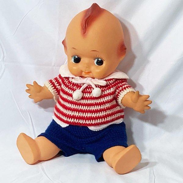 キューピー 人形 緑羽 ユリマーク 全長約46cm レトロ 洋服セット◇HJ